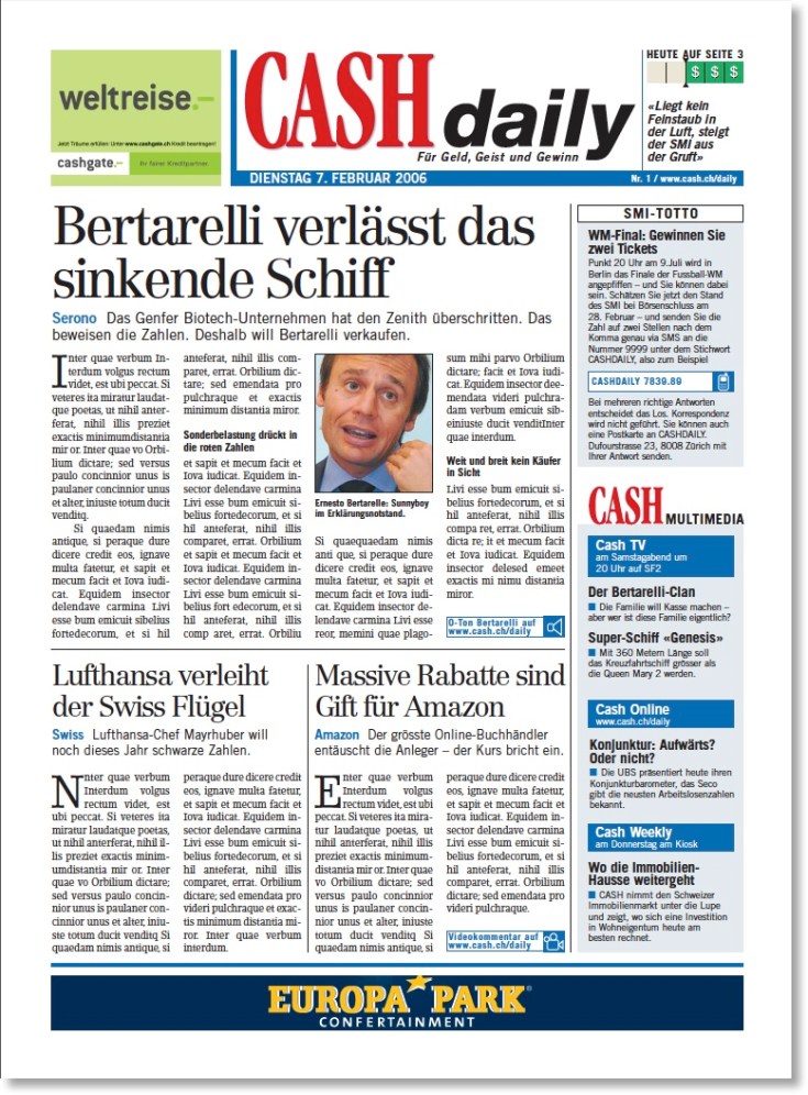 CASHdaily Nullnummer 2006-02-07 Cover
