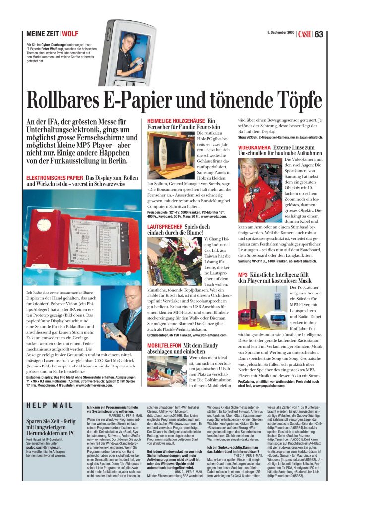 Rollbares E-Papier und tönende Töpfe
